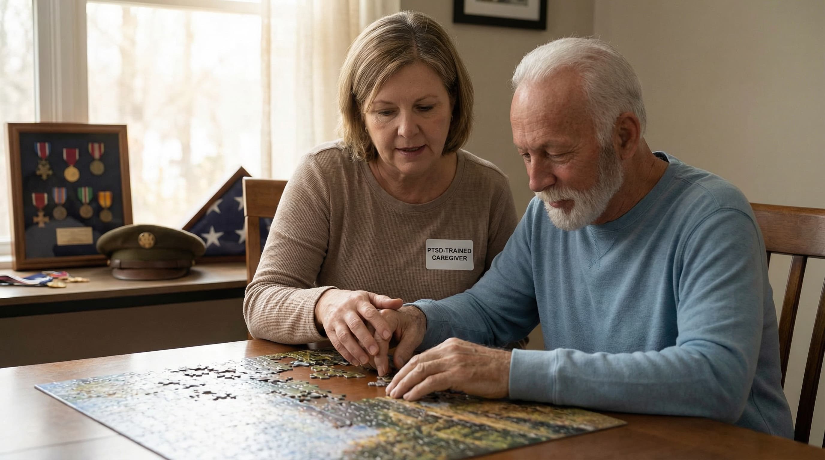 Veteran with dementia receiving trauma-informed memory care